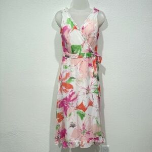 Jonathan Martin Pink Sleeveless Wrp Long Pastel Maxi Floral Evening Dress Size 8